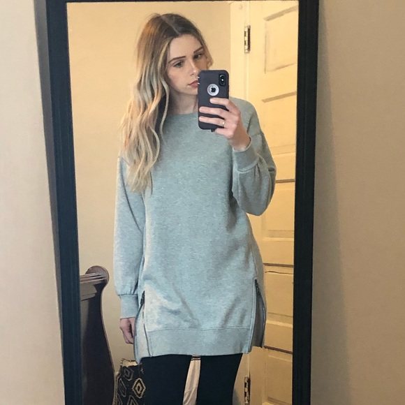 American Eagle Tunic sweatshirt zipper gray XS - Picture 3 of 7